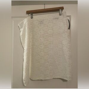 NWT Alfani Skirt Size 16  Bright White Pencil Skirt Nouveau Fleur Flower Detail